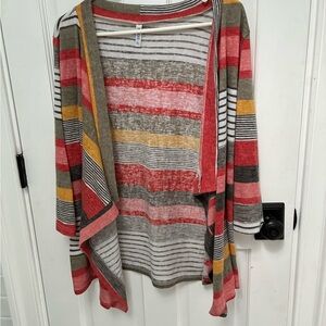 Striped Multicolor Open-Front Cardigan